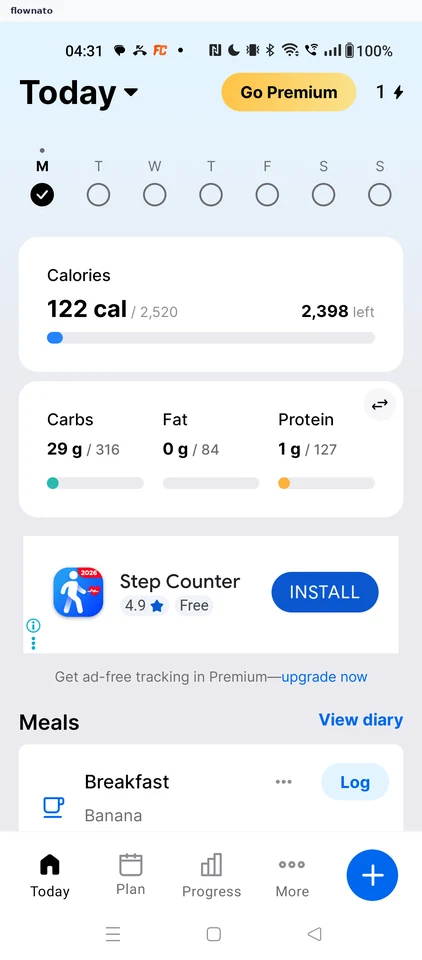 MyFitnessPal: Logged Banana on Today