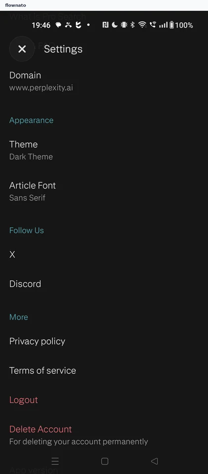 Perplexity: Settings