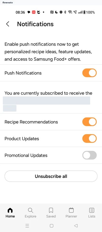 Samsung Food: Notifications