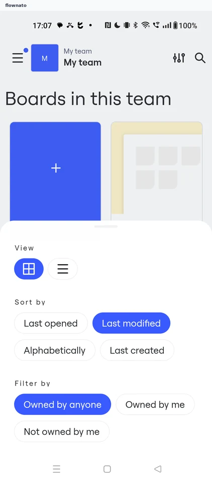 Miro: Boards list view, sort and filter options