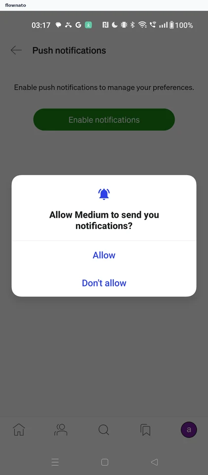 Medium: Notification permission