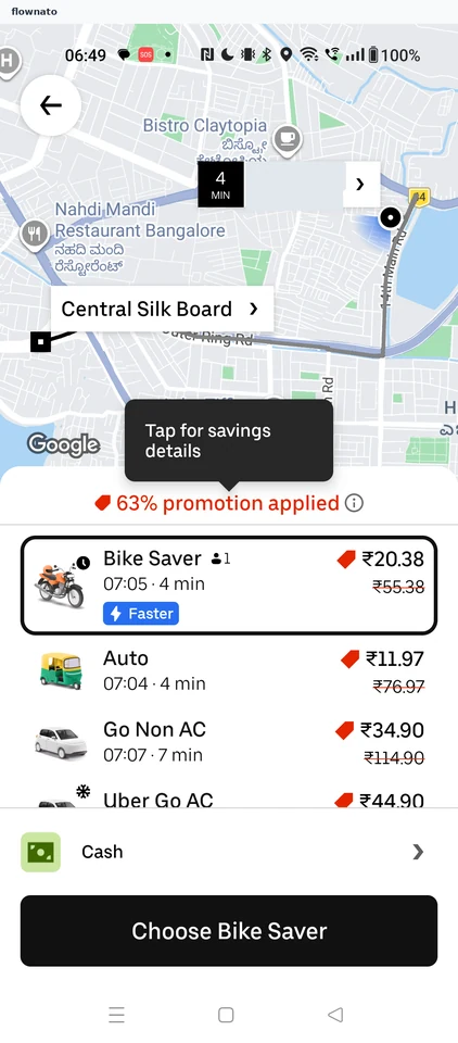 Uber: Ride options
