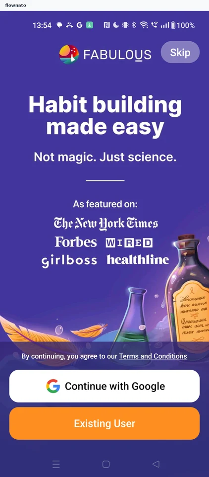 Fabulous: Sign-in options