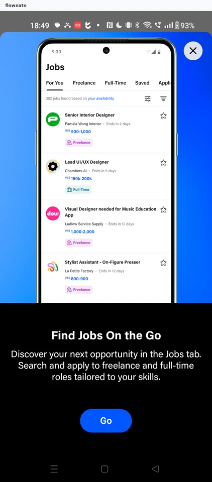 Behance: Jobs feature promotion