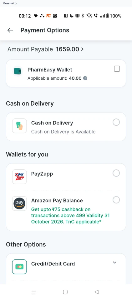 PharmEasy: Payment options