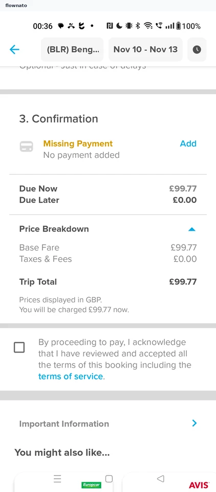 Hopper: Rental car checkout