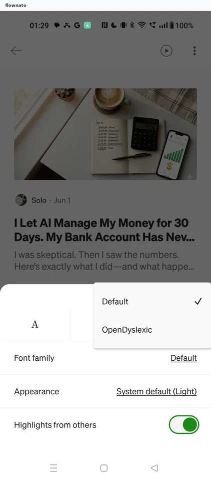 Medium: Font choices