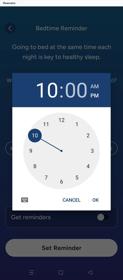 Calm: Bedtime reminder editor