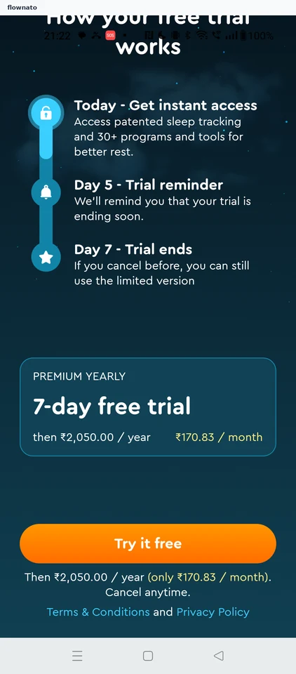 Sleep Cycle: Free trial paywall
