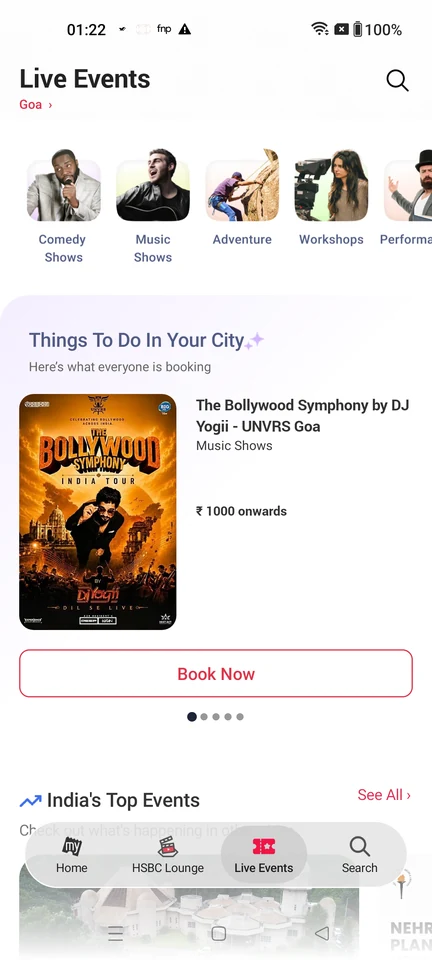 Browse live events nearby