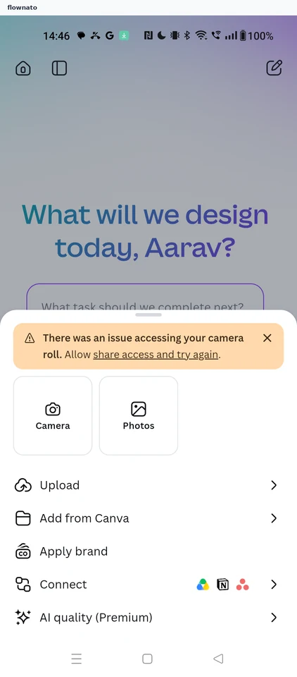Canva: Choose Add from Canva