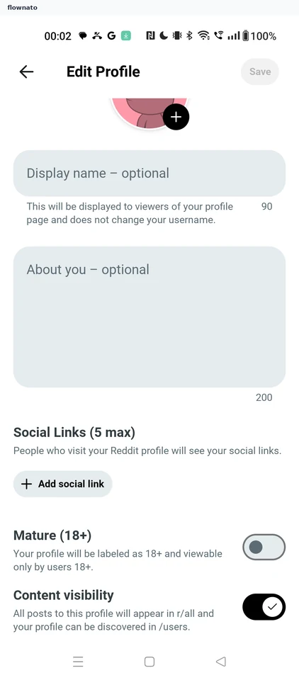 Reddit: Edit profile