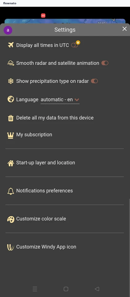 Windy: Settings