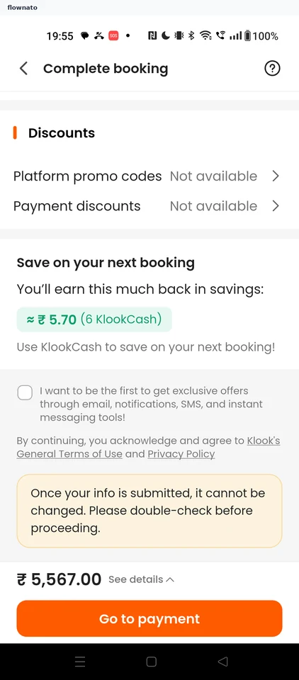 Klook: Complete booking