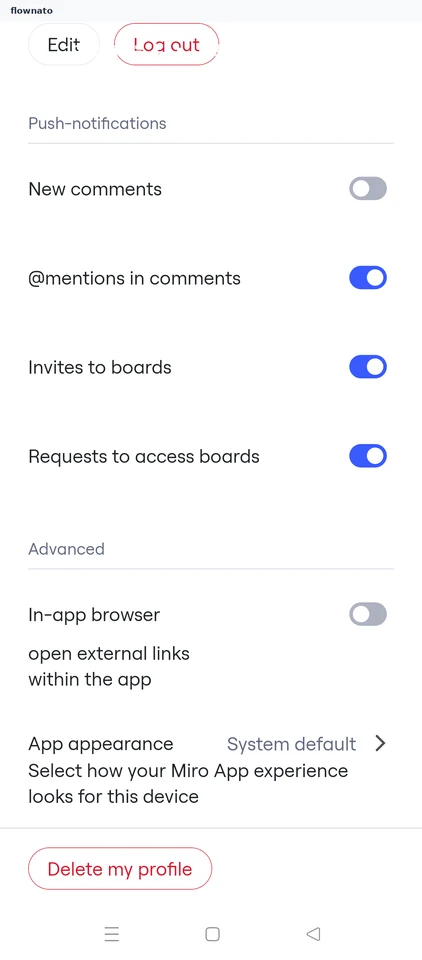 Miro: Account settings