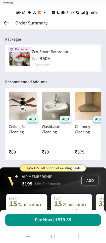 NoBroker: Add Ceiling Fan Cleaning