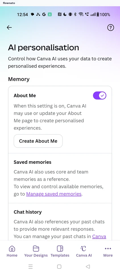 Canva: AI personalisation