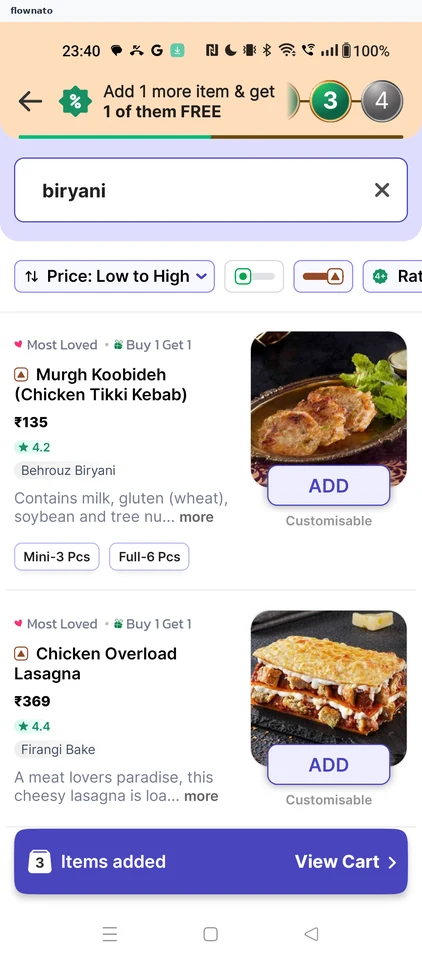 EatSure: Search results