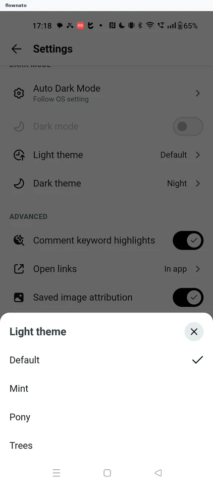 Light theme picker