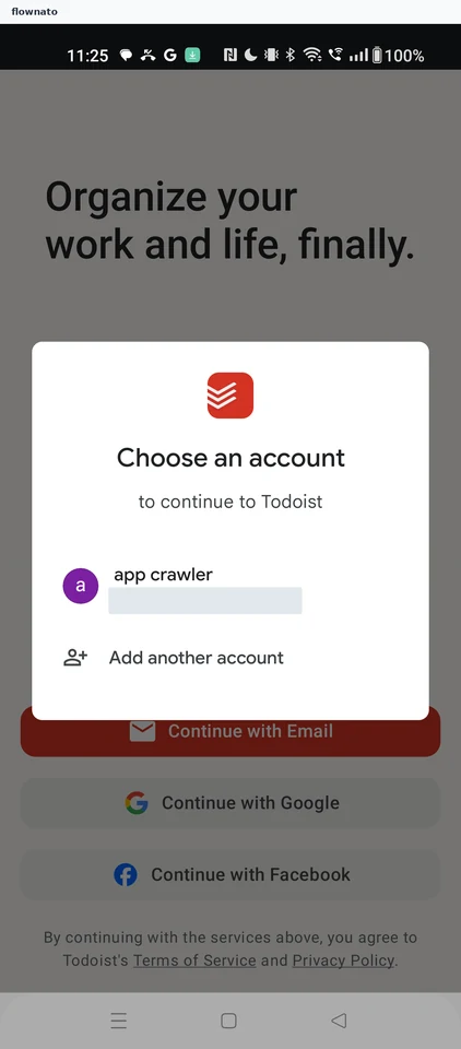 Todoist: Choose a Google account