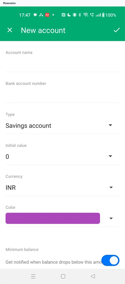 Wallet: New account form