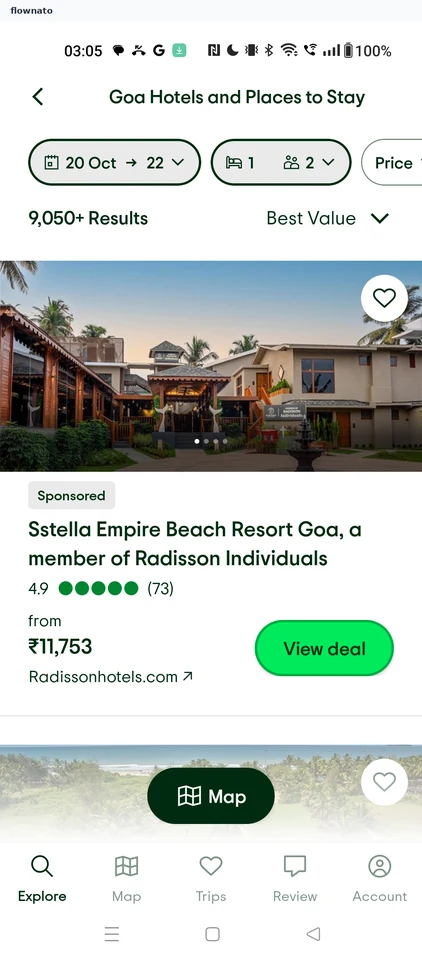 Tripadvisor: Start from the results