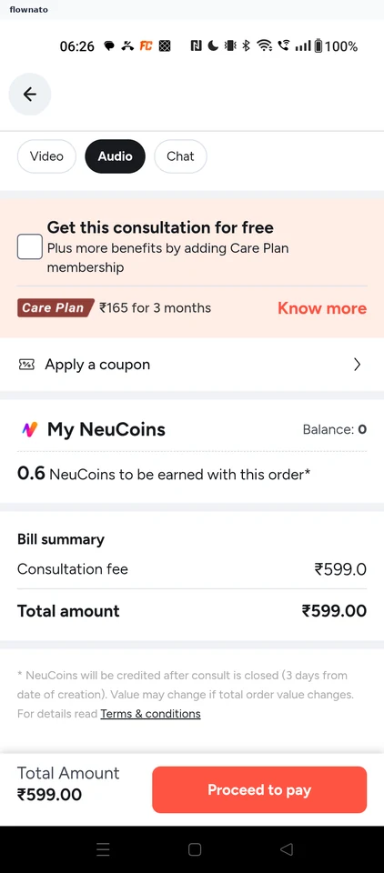 Tata 1mg: ₹599 bill