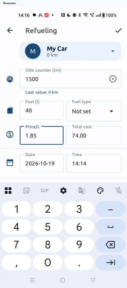 Fuelio: Refueling