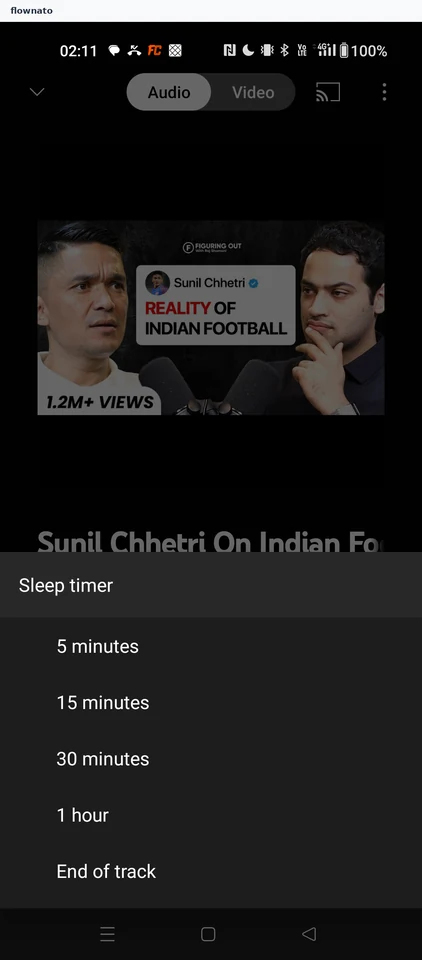 YouTube Music: Sleep timer sheet