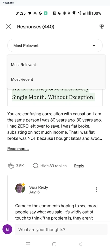 Medium: Sort options