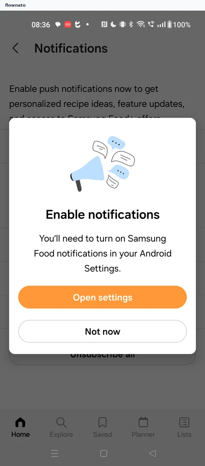 Samsung Food: Notification settings