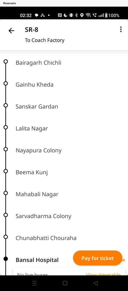 Chalo: Tracked route
