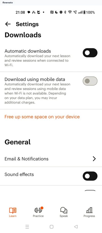 Babbel: Settings
