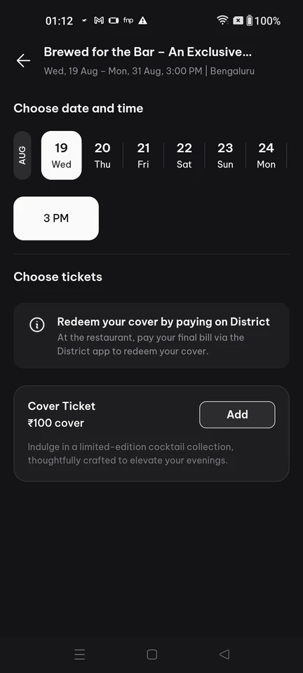 District Ticket selection