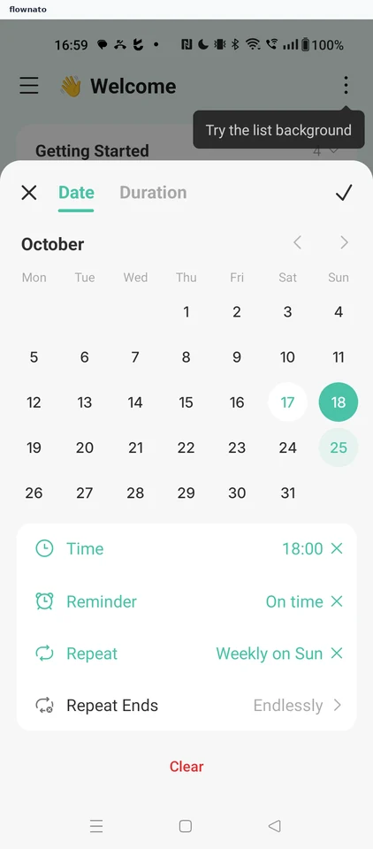 TickTick: Date, time, reminder and repeat picker