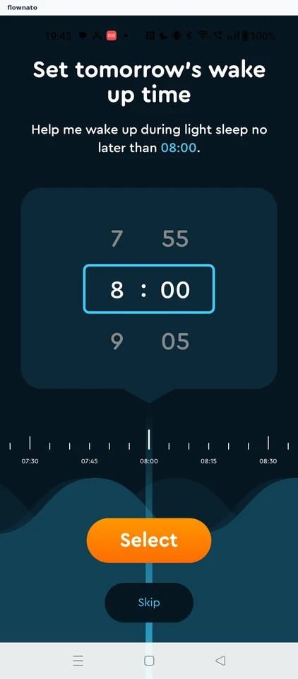 Sleep Cycle: Wake up time setup