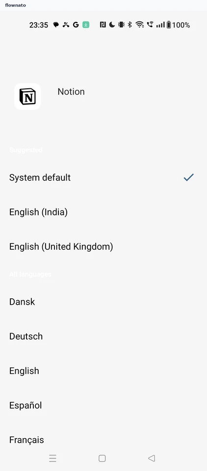 Notion: Android per-app language picker for Notion