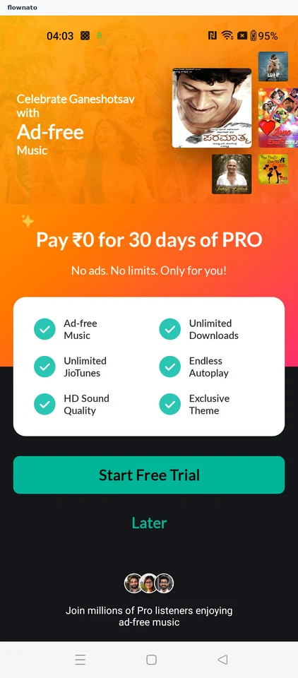 JioSaavn: Decline the Pro offer
