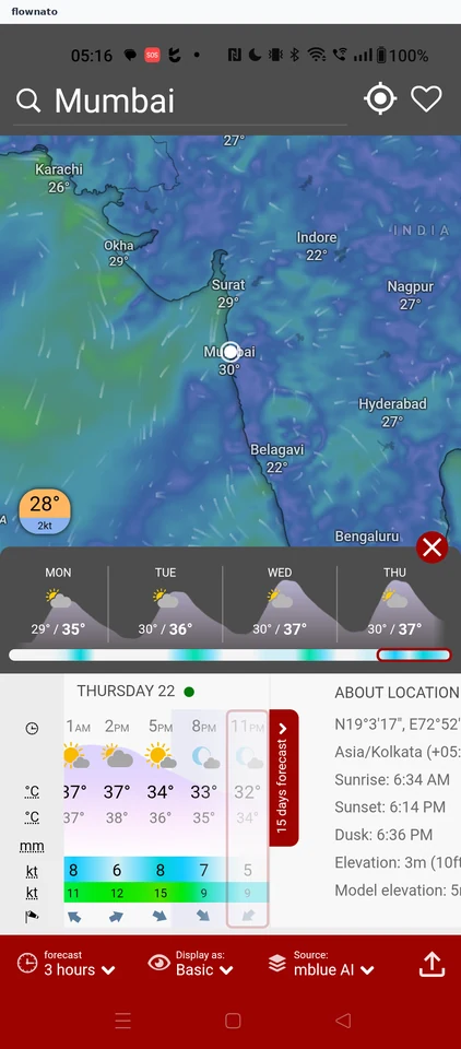 Windy: Location forecast