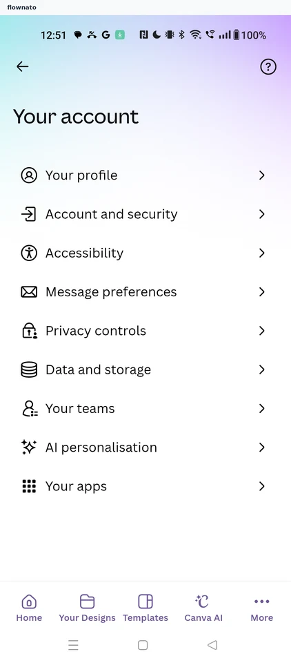 Canva: Your account