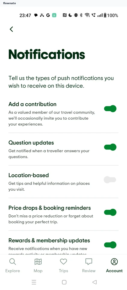 Tripadvisor: Location-based off