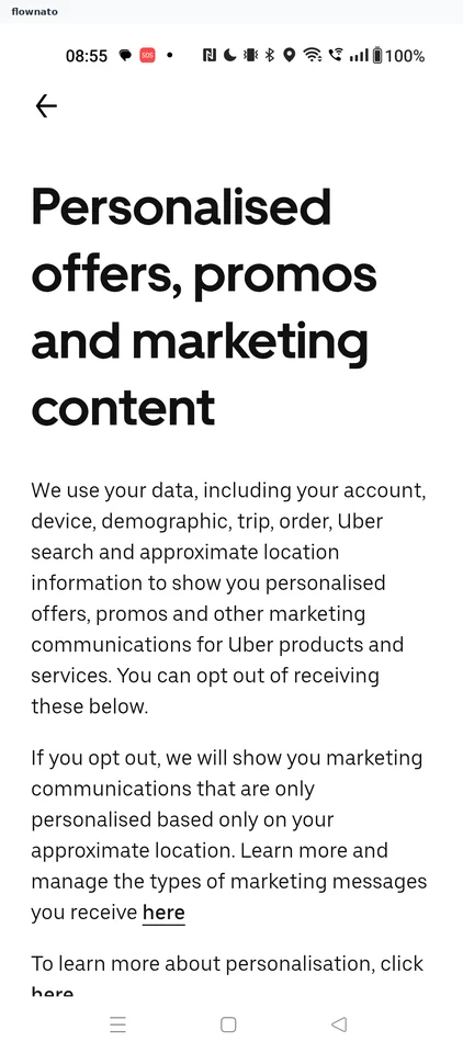Uber: Personalised offers, promos and marketing content