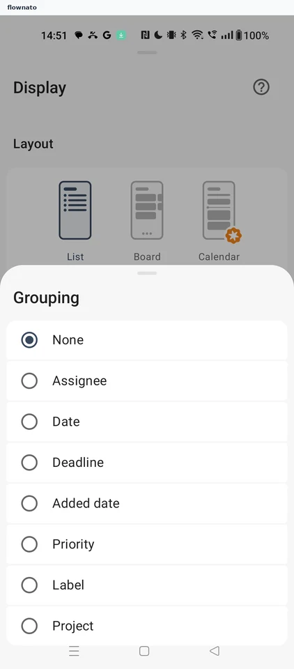 Todoist: Grouping choices