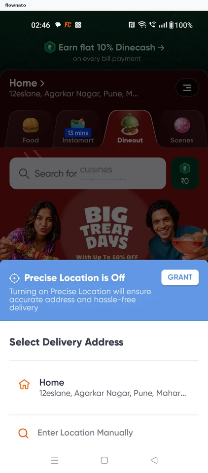 Swiggy Delivery address picker