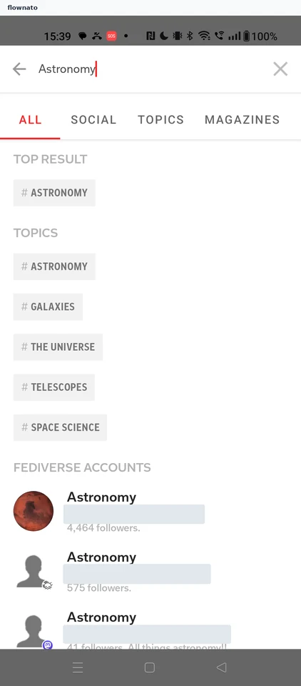 Flipboard: Search results