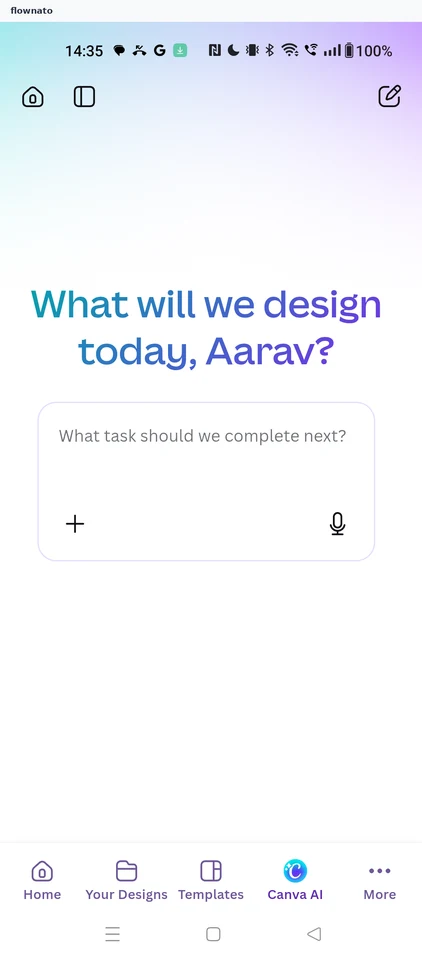 Canva: Start a new prompt