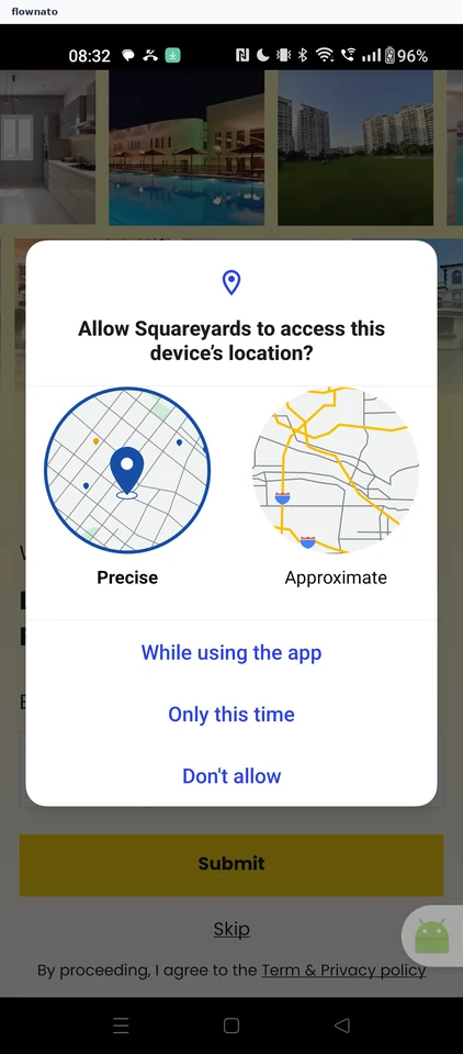 Squareyards: Location permission