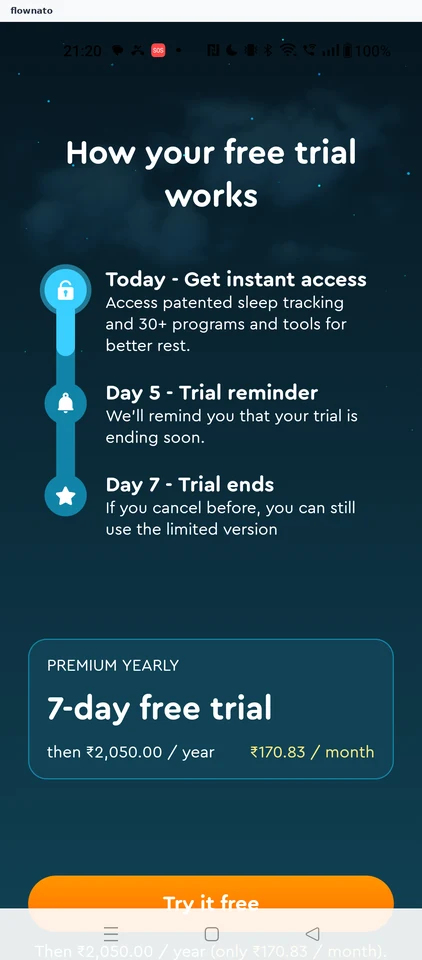 Sleep Cycle: Free trial paywall