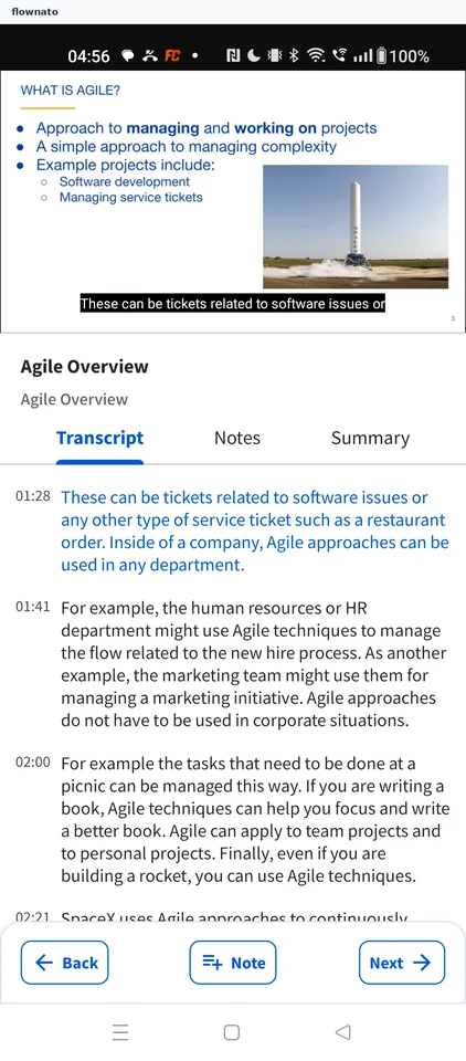 Coursera: Tap a transcript passage