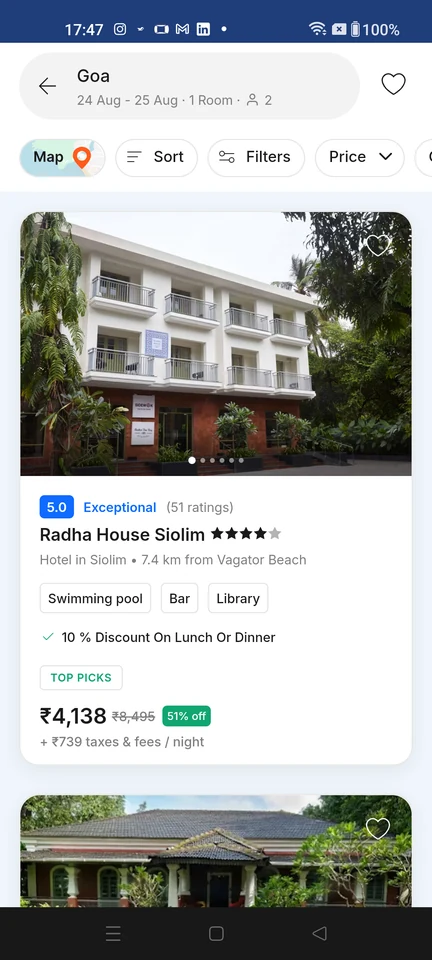 Cleartrip: Open hotel filters